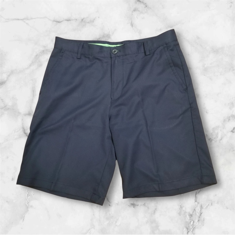 IZOD Mens Classic Fit Navy Blue Flat Front Golf Shorts Excellent Condition Sz 34